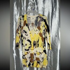 Tabitha Women's Vibrant Floral Cardigan - Yellow, Brown, Black